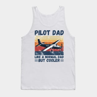 Pilot Dad Like A Normal Dad But Cooler, Retro Sunset Pilot Dad Tank Top